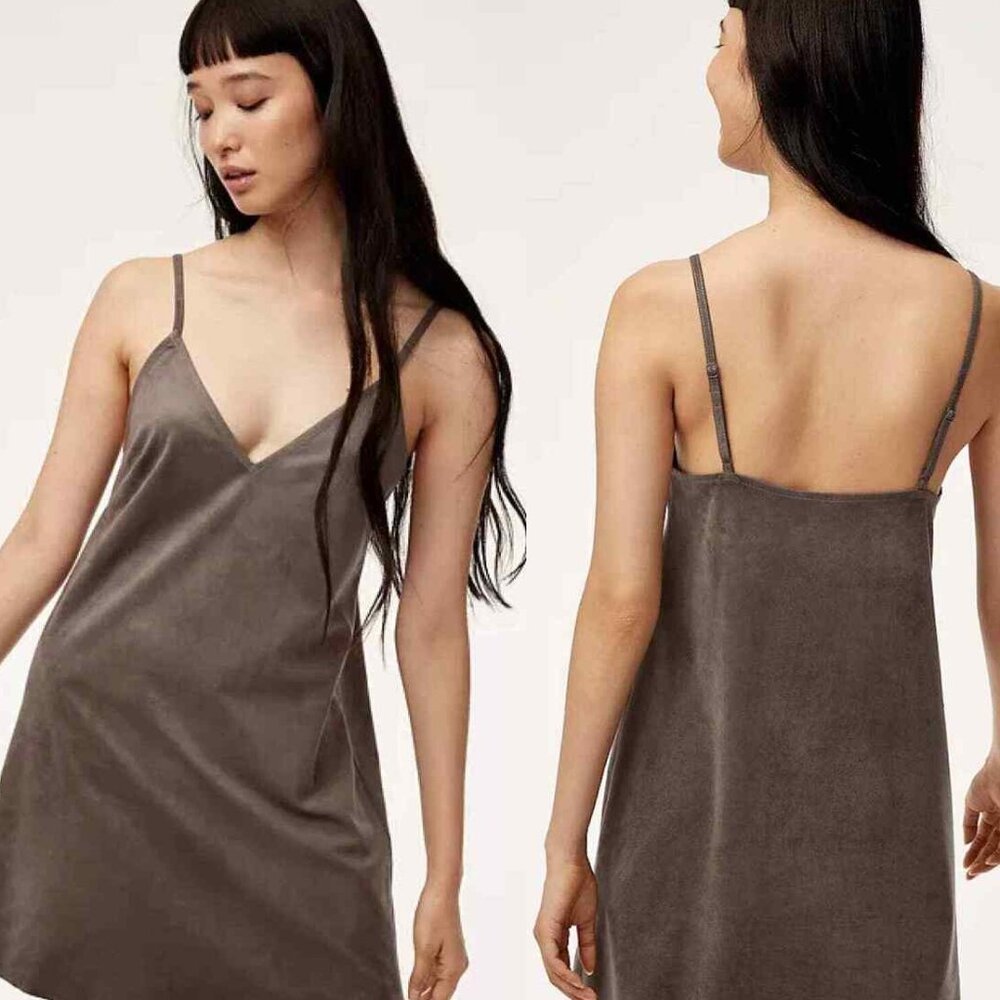 Aritzia | Wilfred Free Vivienne Dress | Grey Suede Slip Dress | Size S